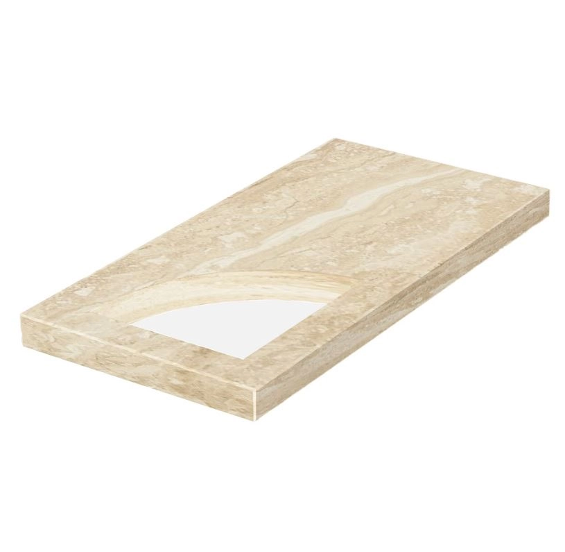 Основное Надгробная плита бежевая 800x400x50 из мрамора Дайна с полированными фасками плита Уголок правая pl-dan-pf-pt-80-40-05-KUT-r