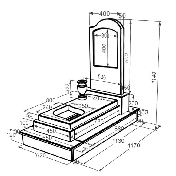 Розміри Мармуровий пам'ятник низький одинарний з білого мармуру Волокас з листом різьблена робота к13-vol-pf-80-40-05-011-r-ck