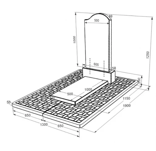 Размеры Гранитный памятник с 1 надгробием одинарный из черного гранита Коростышев с волной резной к7-kor-npf-100-50-08-011-r-pbd2