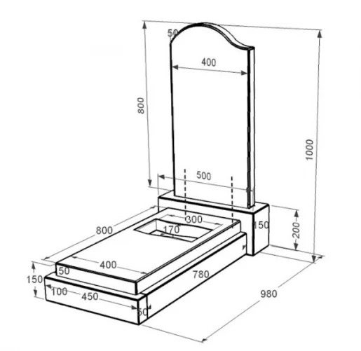 Розміри Пам'ятник із граніту з різним прапором одинарний із чорного граніту Коростишів к6-kor-pf-80-40-08-011-l