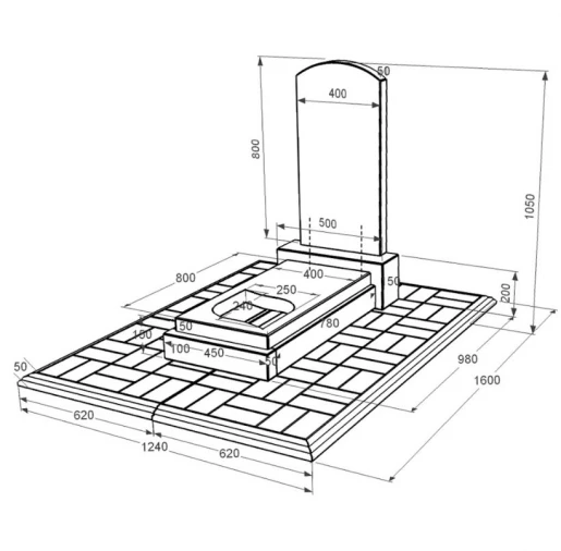 Размеры Гранитный памятник с надгробной плитой одинарный из черного гранита Коростышев с листом резная работа к13-kor-npf-80-40-05-009-pbd1