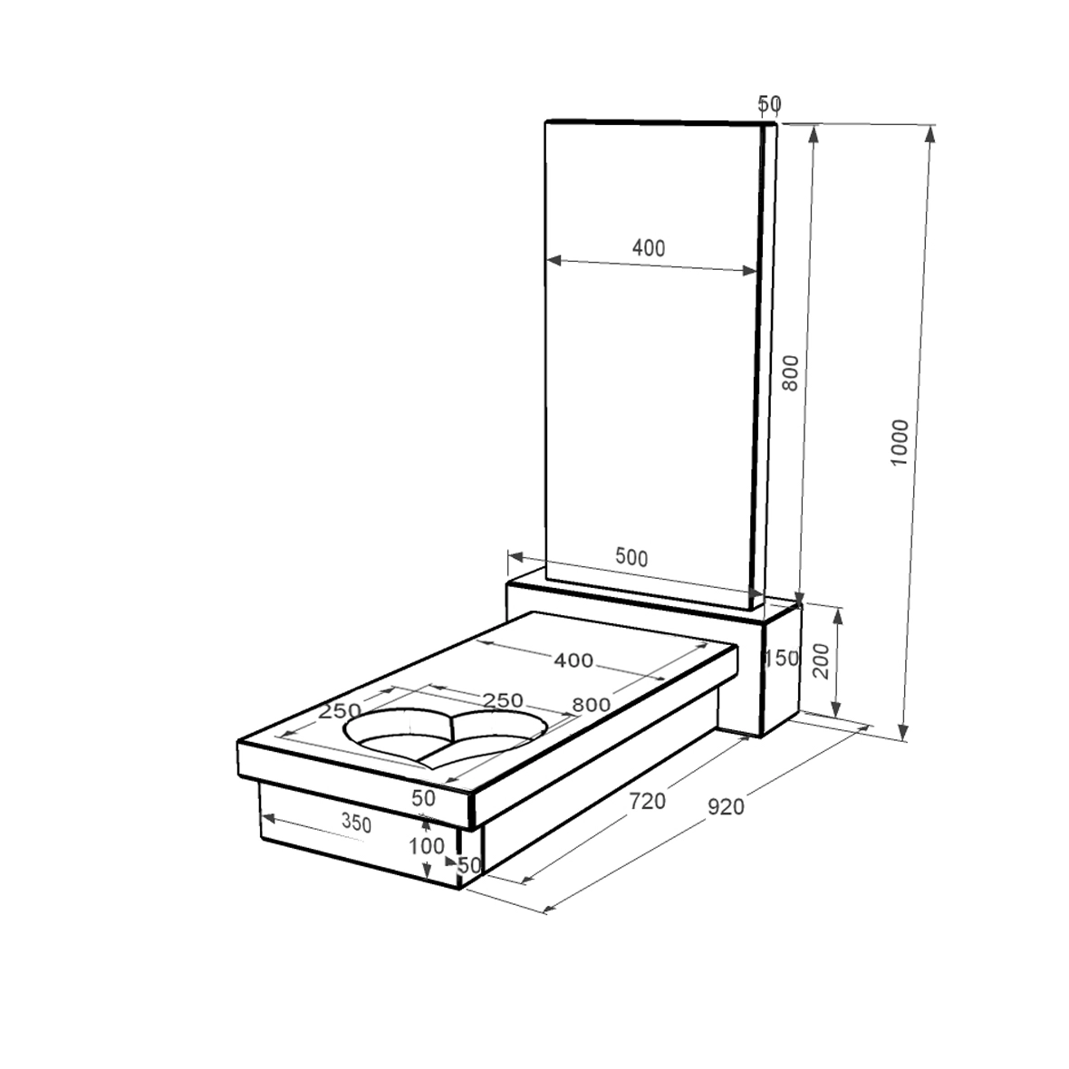 Розміри Гранітна плита на могилу з серцем різьблена робота одинарна із чорного граніту Коростишів к11-kor-npf-80-40-05-001