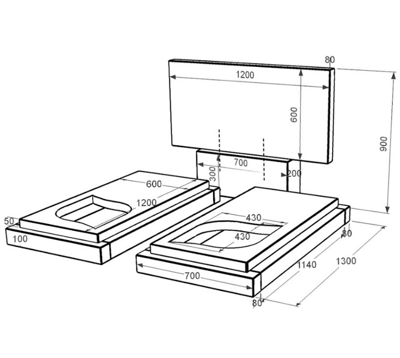 Розміри Пам'ятник із граніту висотою 90 см подвійний із чорного граніту Коростишів з листом різьблена робота к22-kor-pf-60-120-08-001
