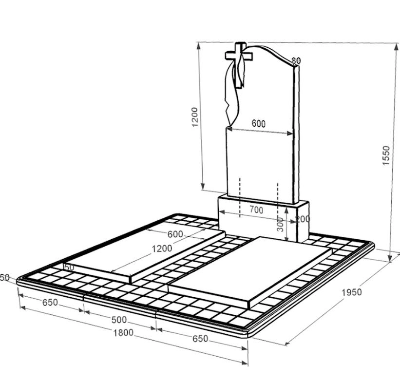 Розміри Пам'ятник із граніту стела 120х60 см подвійний із чорного граніту Коростишів з хрестом та плащаницею різьблений к17-kor-npf-120-60-08-142-pbd3