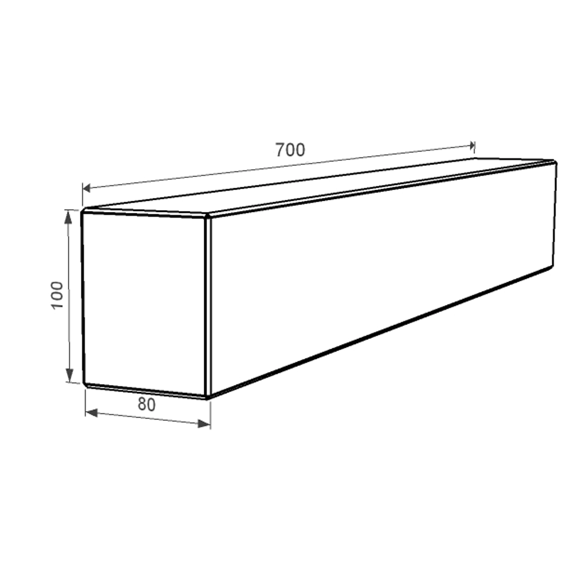 Размеры Брус для цветника на могилу длиной 70 см 700x100x80 из гранита лицевой (тыльный) с неполированными фасками Коростышевского карьера br-kor-npf-70-10-08