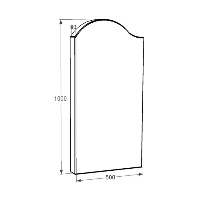 Размеры Стела на кладбище фигурная 1000x500x80 из гранита одинарная с полированными фасками Коростышевского карьера левая st-kor-pf-100-50-08-011-l