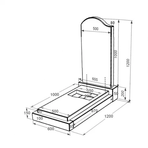Размеры Памятник из гранита с резным флагом одинарный из черного гранита Коростышев к6-kor-npf-100-50-08-011