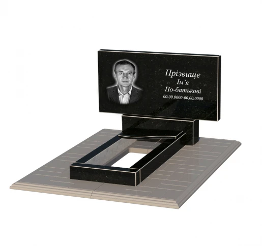 Без декора Памятник из гранита на кладбище одинарный из черного гранита Коростышев с волной резной к4-kor-npf-50-100-08-001-pbd2