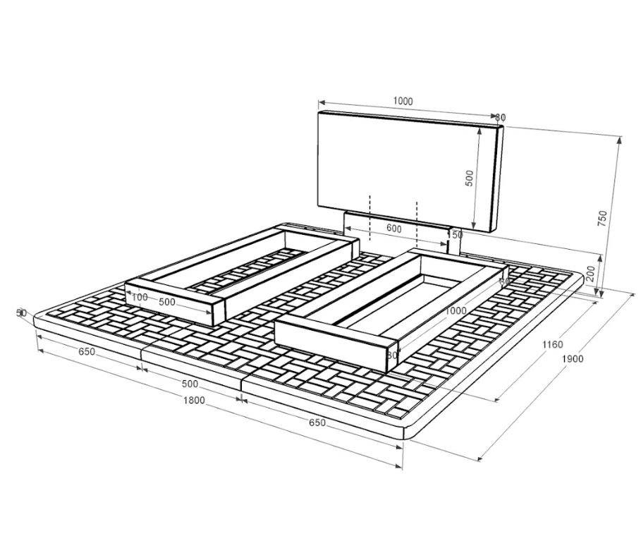 Размеры Гранитный памятник высотой 70 см двойной из черного гранита Коростышев без резных работ к14-kor-pf-50-100-08-001-pbd2