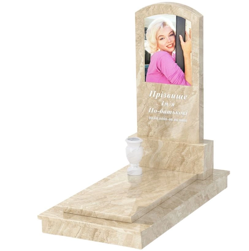 Основне Мармуровий пам'ятник з надгробною плитою одинарний змармуру Дайна к7-dan-pf-120-60-08-009-ck