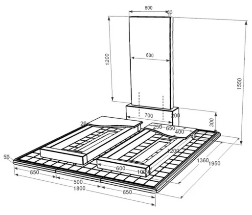 Размеры Памятник из гранита с бетонной плитой двойной из черного гранита Коростышев с волной резной к15-kor-pf-120-60-08-001-pbd3