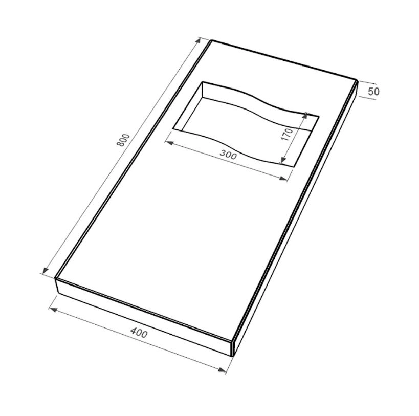 Розміри Надгробна плита шириною 40 см 800x400x50 з граніту Коростишівського кар'єру з полірованими фасками плита Прапор pl-kor-pf-pt-80-40-05-PRAPOR