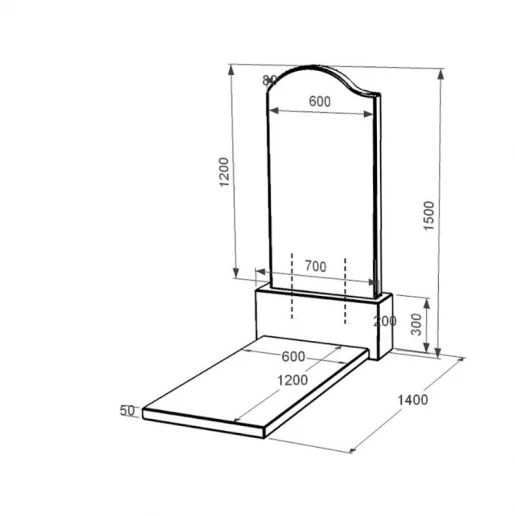 Размеры Памятник из гранита с волной резной одинарный из черного гранита Коростышев к7-kor-npf-120-60-08-011