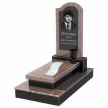 Памятник из гранита с вырезанной полосой одинарный из гранита Токовский Коростышевский к23-tok-kor-npf-80-40-05-011-R-ck