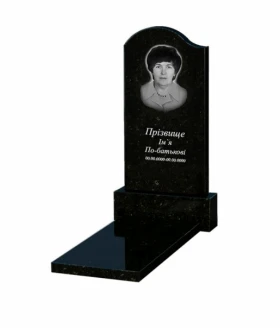 Основное Памятник из гранита с полированными фасками одинарный из черного гранита Коростышев с волной резной к7-kor-pf-100-50-08-011-l