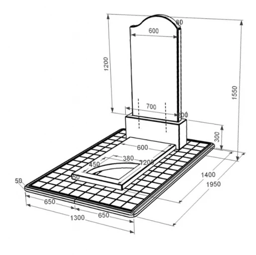Размеры Надгробный памятник из гранита широкого размера одинарный из черного гранита Коростышев с вырезанным уголком к9-kor-npf-120-60-08-011-r-pbd3