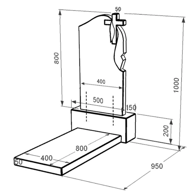 Розміри Гранітний пам'ятник виробництво Україна одинарний із чорного граніту Коростишів з хрестом та плащаницею різьблений к7-kor-pf-80-40-05-142-r