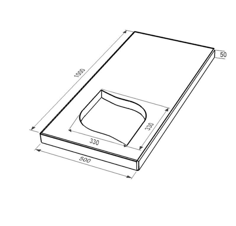 Размеры Надгробная плита коричневая 1000x500x50 из Токовского гранита с неполированными фасками серия Лист правая pl-tok-npf-npt-100-50-05-LISTOK-r
