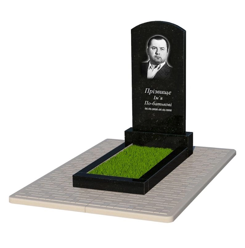 Основное Памятник из гранита стела 100х50 см одинарный с дугой резной из черного гранита Коростышев Дуга 009 к2-kor-pf-100-50-08-009-pbd2