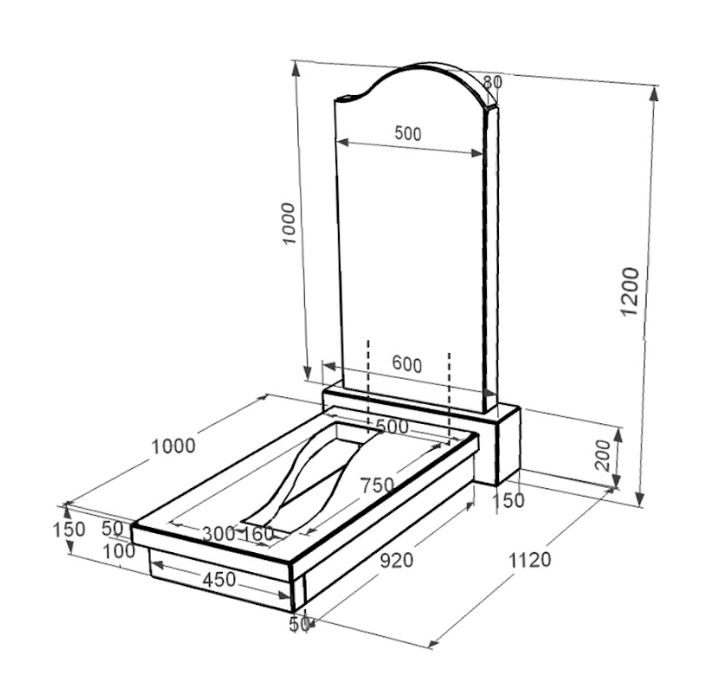Розміри Гранітний пам'ятник з декоруванням білою галькою одинарний із чорного граніту Коростишів з хвилею та слугою різьблений к23-kor-npf-100-50-08-011-r