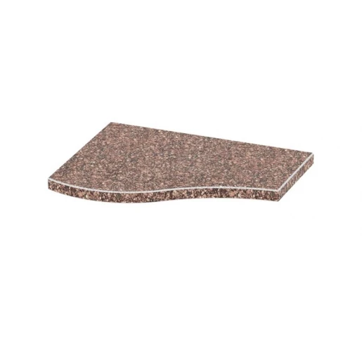 Плита на квітник могили ліва 350x250x20 Хвиля одинарна коротка із неполірованими фасками з Токівського граніту pnk-tok-npf-35-25-02-l