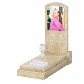 Памятник из мрамора на одного из мрамора Дайна с листом резная работа к13-dan-pf-80-40-05-009