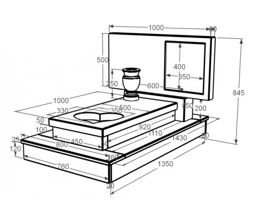 Розміри Мармуровий пам'ятник стела 50х100 см одинарний з мармуру Дайна з серцем різьблена робота к11-dan-pf-50-100-05-001-ck