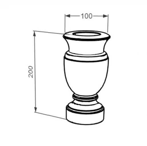 Размеры Ваза на памятник маленького размера высотой 20 см из бежевого мрамора Дайна vz-dan-20-12
