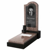 Гранітний пам'ятник з вирізаним прапором одинарний з граніту Токівський Коростишевський к6-tok-kor-pf-80-40-05-011-R