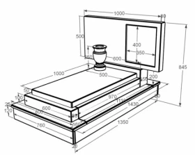 Розміри Мармуровий пам'ятник стела 50х100 см одинарний з мармуру Дайна без різьблених робіт к12-dan-pf-50-100-05-001-ck