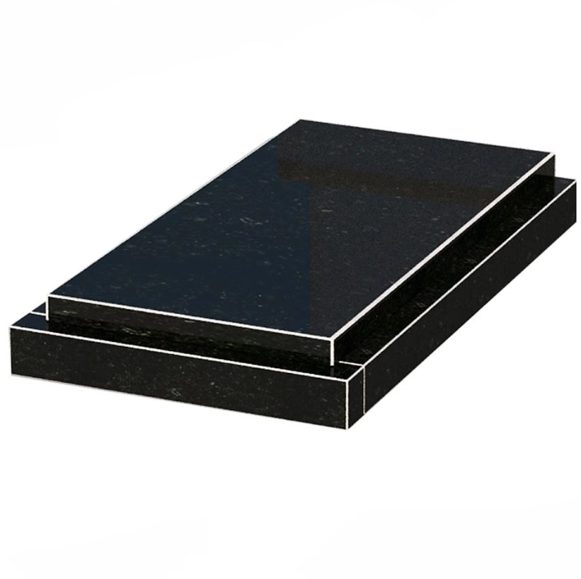 Основное Гробничка на могилу большая 1250x700x150 из гранита с неполированными фасками Коростышевского карьера серия Базис gr-kor-npf-1250-700-Bazys-3-st