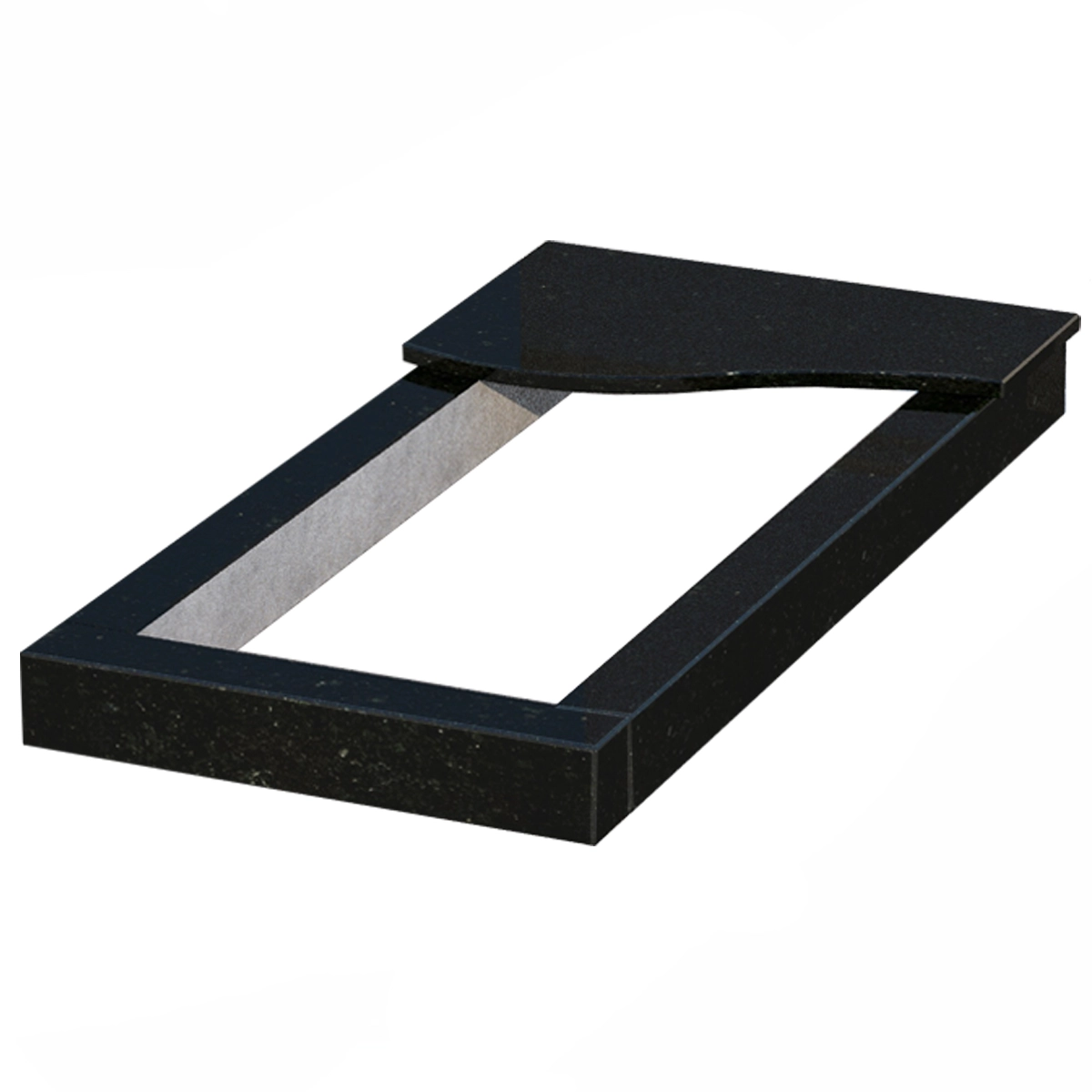 Основне Квітник на кладовище довжиною 128 см 1280x600x100 з граніту серія Базіс з полірованими фасками Коростишівського кар'єру cv-kor-pf-1280-600-3-volna-1-np