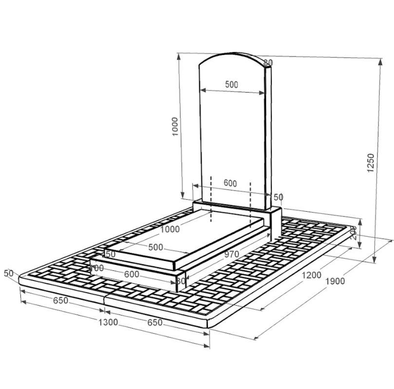 Розміри Пам'ятник із граніту батькові одинарний з дугою різьблений із чорного граніту Коростишів Дуга 009 к12-kor-npf-100-50-08-009-pbd2