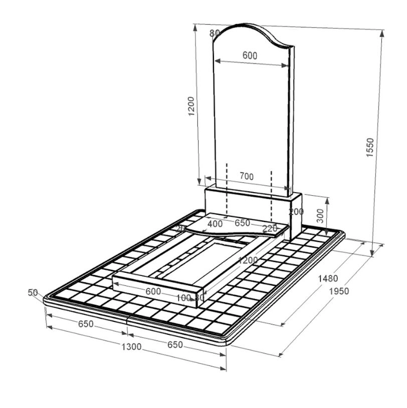 Розміри Гранітний пам'ятник великий одинарний із чорного граніту Коростишів з хвилею різьблений к3-kor-npf-120-60-08-011-l-pbd3