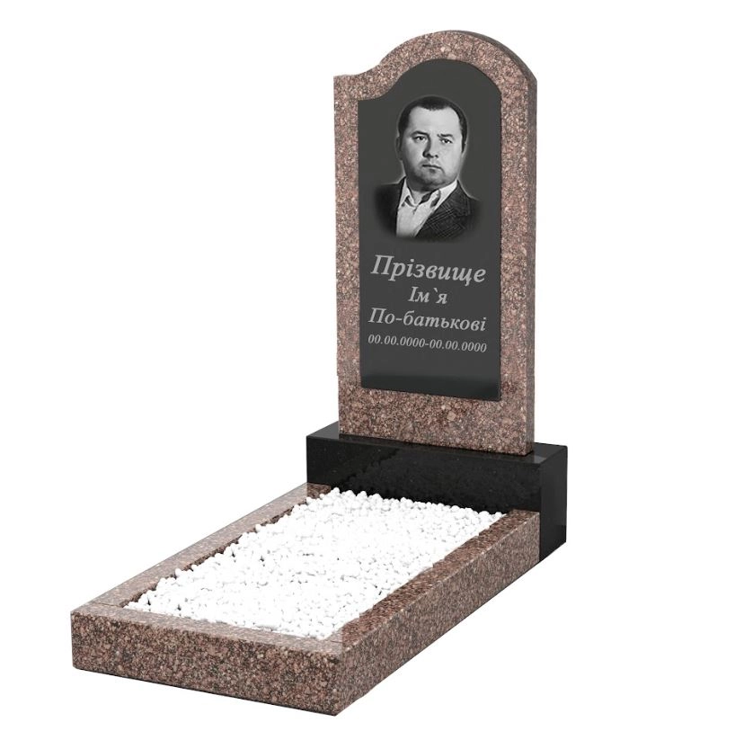 Основное Гранитный памятник с волной резной одинарный из гранита Токовский Коростышевский к2-tok-kor-pf-80-40-05-011-R
