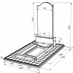 Розміри Пам'ятник із граніту для матері одинарний із чорного граніту Коростишів з хвилею різьблений к5-kor-pf-120-60-08-011-r-pbd3