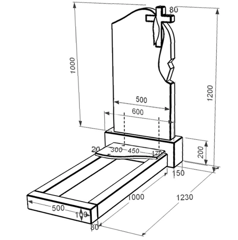Розміри Гранітний пам'ятник для сина одинарний із чорного граніту Коростишів з хвилею різьблений к4-kor-pf-100-50-08-142-r