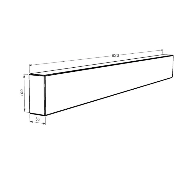 Розміри Брус для квітника та гробниці 920x100x50 з граніту бічний з полірованими фасками з Токівського граніту br-tok-pf-92-10-05
