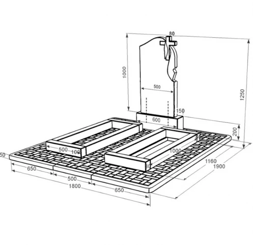 Размеры Гранитный памятник вертикальный двойной из черного гранита Коростышев с крестом и плащаницей резной к14-kor-npf-100-50-08-142-r-pbd2