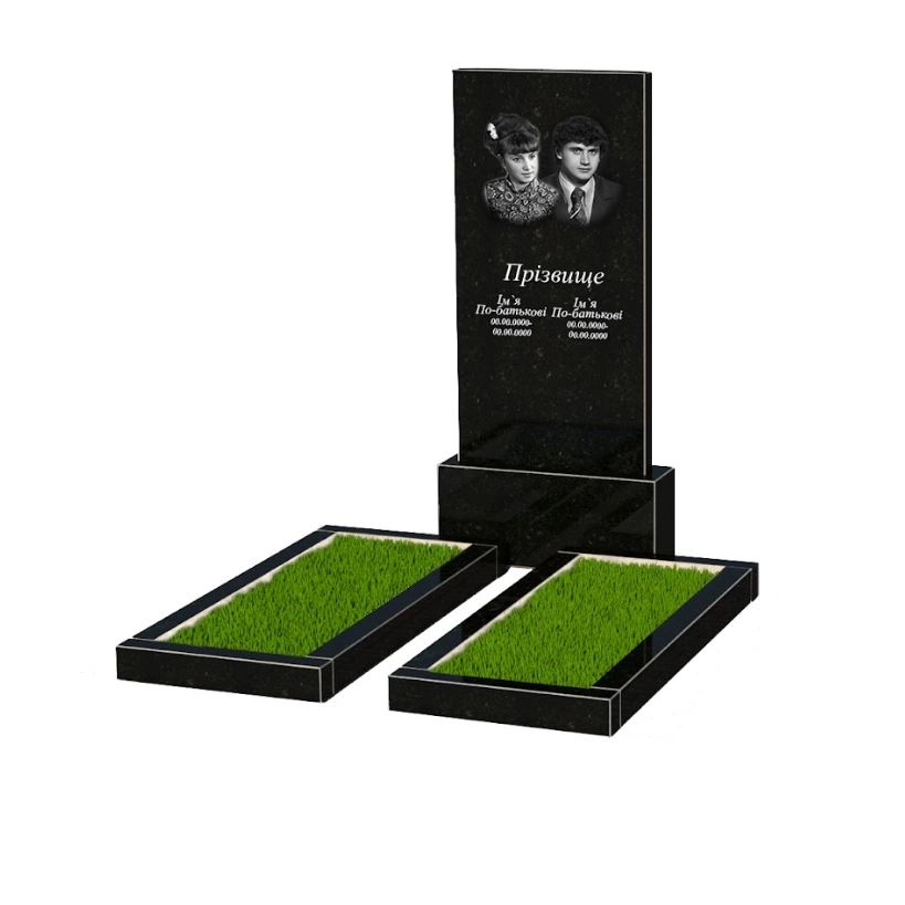 Основне Гранітний пам'ятник стела 120х60 см подвійний із чорного граніту Коростишів без різьблених робіт к14-kor-npf-120-60-08-001