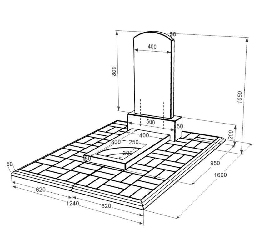 Розміри Пам'ятник із граніту чорного кольору одинарний із чорного граніту Коростишів з вирізаним куточком к9-kor-pf-80-40-05-009-pbd1