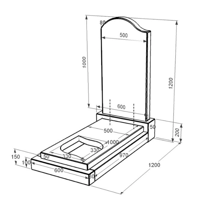 Розміри Пам'ятник із граніту з 1 надгробком одинарний із чорного граніту Коростишів з листом різьблена робота к13-kor-npf-100-50-08-011