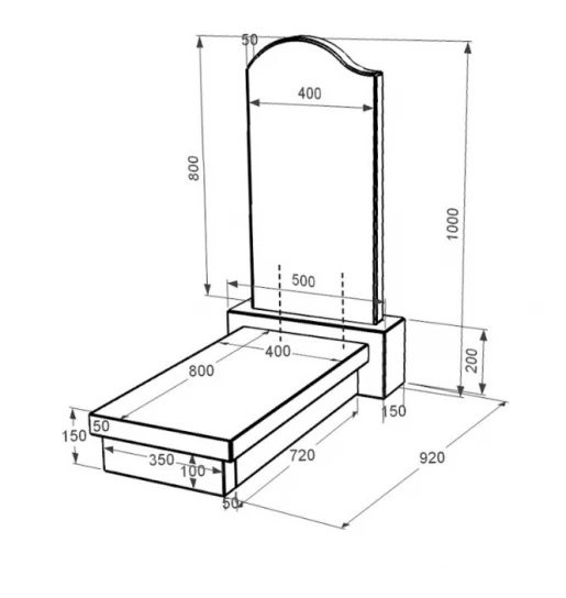 Размеры Гранитный памятник фигурный одинарный из черного гранита Коростышев с волной резной к10-kor-npf-80-40-05-011