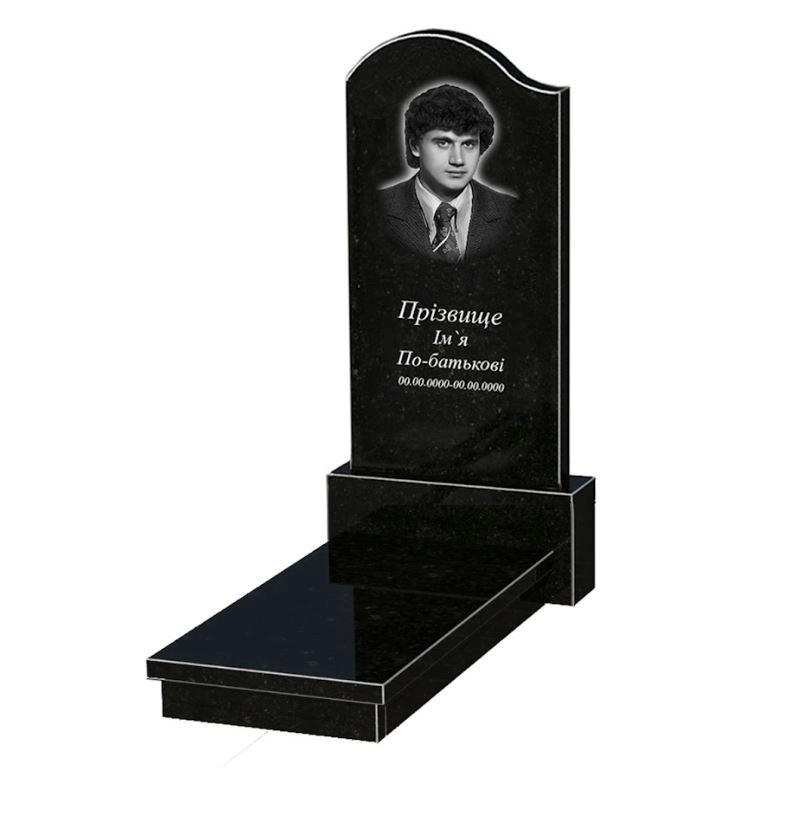 Основное Гранитный памятник большого размера одинарный из черного гранита Коростышев с волной резной к10-kor-npf-120-60-08-011