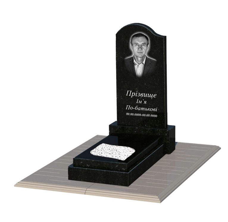 Основне Пам'ятник із граніту з листом різьблена робота одинарний із чорного граніту Коростишів к13-kor-pf-80-40-05-011-l-pbd1