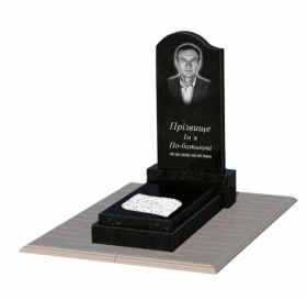 Пам'ятник із граніту з листом різьблена робота одинарний із чорного граніту Коростишів к13-kor-pf-80-40-05-011-l-pbd1