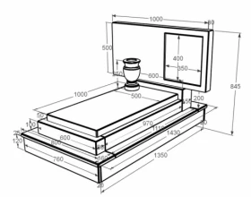 Розміри Мармуровий надгробок без різьблених робіт одинарний з білого мармуру Волокас к12-vol-pf-50-100-08-001-ck
