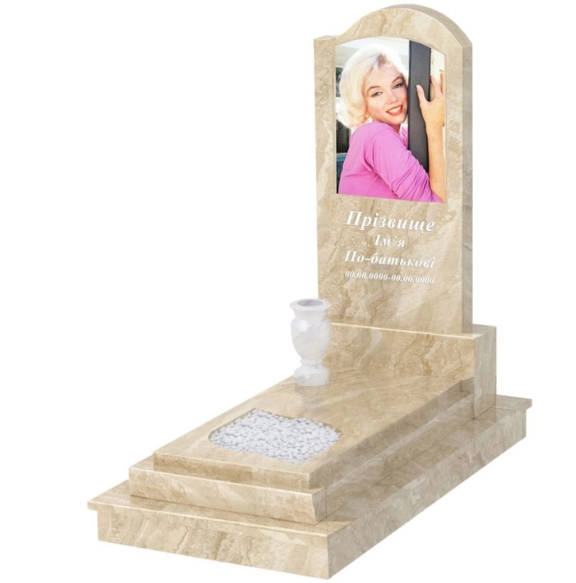 Основне Мармуровий пам'ятник з листом різьблена робота одинарний з мармуру Дайна к13-dan-pf-120-60-08-011-r-ck