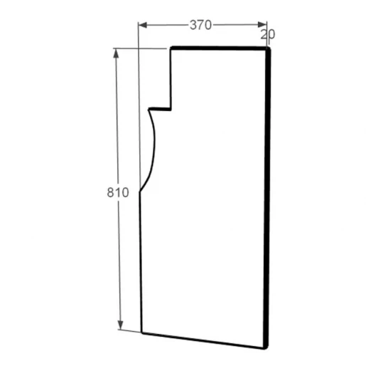 Размеры Пластина вставка на памятник для портрета и надписей черного цвета 370x810x20 фигурная с Ивано-Долинского карьера ptk-baz-pf-pt-81-37-02-142-l