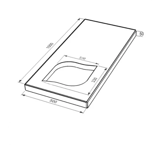 Размеры Надгробная плита коричневого цвета 1000x500x50 из Токовского гранита с неполированными фасками серия Лист левая pl-tok-npf-npt-100-50-05-LISTOK-l